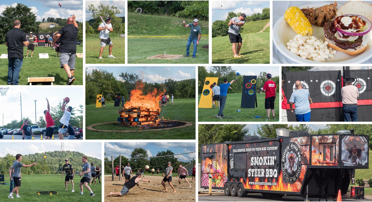 Collage of pictures from the 2023 Men's Great Outdoor Games